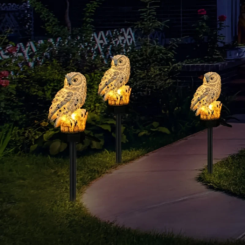 1 stuks Uil Solar LED Licht, Tuindecoratie van Hars, Geschikt voor Buitencamping Decoratie, Kan Vogels Wegjagen, Buitenverlichting | Uil Ontwerp | Zonne-energie Licht, Uil Decoratie - Afbeelding 7